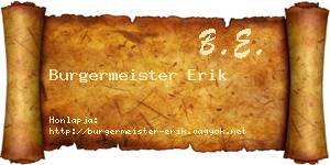Burgermeister Erik névjegykártya